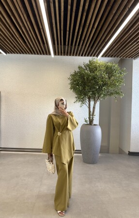 Lana Keten Takım - Yeşil - Duendeca