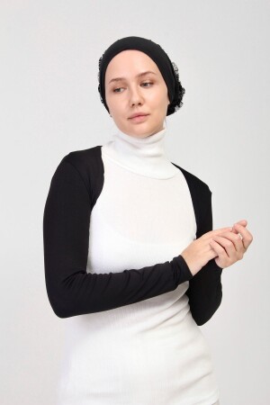 Langarm Hijab Bolero-schwarz - 1