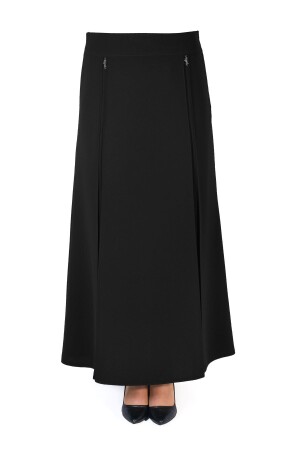 Langer 6-teiliger gerippter schwarzer Hijab-Rock für Damen I-S2456 - IMREGYM