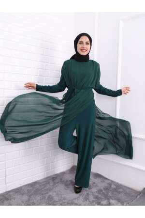 Langes Jumpsuit-Kleid für Damen aus Chiffon mit Reisegürtel 3003 - 8