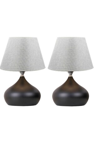 Lapis 2er-Set Grey Hat Tischlampe mit einzelnem Metalllampenschirm - 2