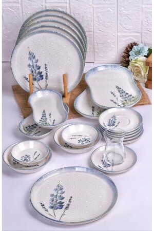 Lara 52 Parça 12 Kişilik Porselen Kahvaltı Takımı Kahvaltılık Sunum Seti - Bambum