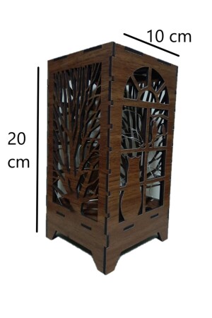 Lasergeschnittene Tischlampe, Mini-Sonderdesign, Holzlampenschirm, Tischdekoration, batteriebetrieben, Feen-LED - 4