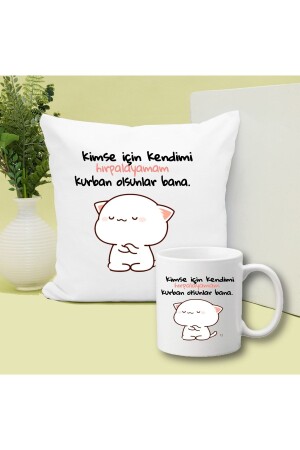 Lass sie für mich geopfert werden. Bedrucktes Geschenkset aus Tasse und Kissen. Geschenk für einen Freund. hfhds10 - 1