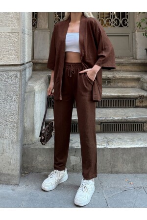 Lässig geschnittenes Kimono-Ober- und Unterteil-Set für Damen - Afrogiyim