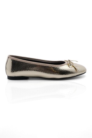 Lässige Ballerinas für Damen mit metallischer runder Zehenpartie, Ballerinas Adusa Gold Snake - 3