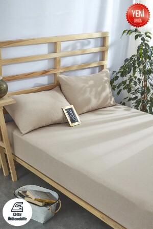 Lastikli Çarşaf Seti Düz Renk Pamuklu-yastık Kılıflı Tek Kişilik-çift Kişilik-battal lastikli çarşaf - Essehm