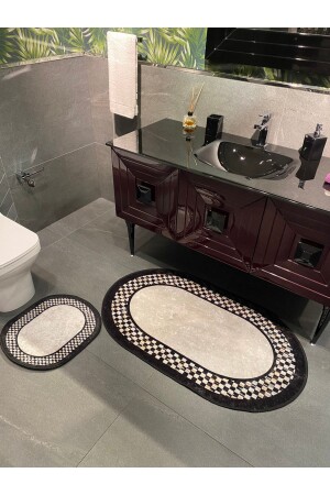 Lateks Taban Saçaksız (70X110 - 70X50) Ikili Banyo Paspas Takımı BYDMGZ-DAMA - 2