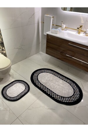 Lateks Taban Saçaksız (70X110 - 70X50) Ikili Banyo Paspas Takımı BYDMGZ-DAMA - 6