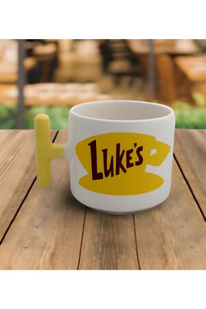 Latte & Espresso handgemachte Gilmore Girls Lukes Becher mit gelbem Griff 200 ml - 1