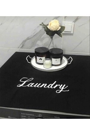 Laundry Baskılı Çamaşır Makine Örtüsü Siyah - 2