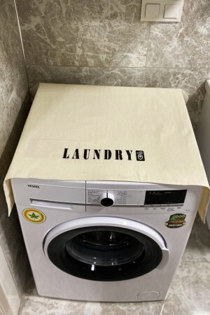 Laundry Nakışlı Çamaşır Makina Örtüsü Banyo Dekorasyon Düzenleyici Kılıf - 6