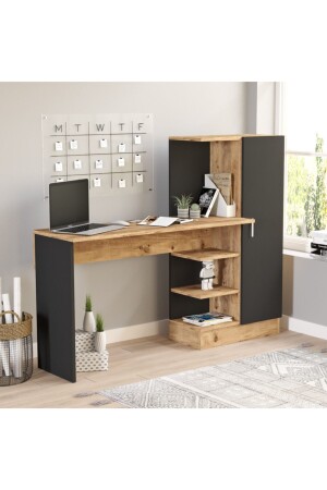 Laura-Studienschreibtisch mit Bücherregal Atlantic Pine Black Kinder-Studienschreibtisch CT2-AB - 1