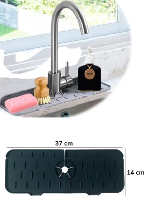 ® Lavabo Için Silikon Esnek Mat Musluk Sapı Damlama Tutucu Raf Mutfak Tezgahı Sıçrama Koruma - 4