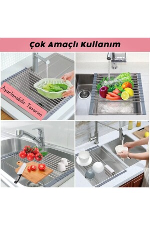 Lavabo Üstü Katlanabilir Ayarlanabilir Bulaşıklık- Çok Amaçlı Kurutmalık - 32x32cm - 6