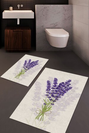 Lavanta Desenli Banyo Halı Takımı (60x100-40x60) - Cp371 CP371 - CAPPİO HALI