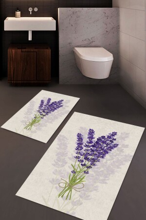 Lavanta Desenli Banyo Halı Takımı (60x100-40x60) - Cp371 CP371 - 2