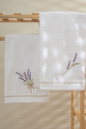 Lavendel 50x80 Set bestehend aus zwei Hand-/Gesichtstüchern aus 100 % Baumwolle - 1