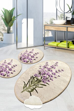 Lavender Djt 3 Lü Set Banyo Paspası Klozet Takımı - 1