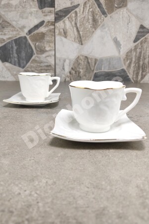 Lavin Porzellan-Set mit 2 vergoldeten Kaffeetassen, Weiß – Byp-0021 C320. 049 1025117. 0109 - 7