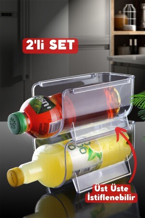 Layer stapelbarer transparenter Flaschenorganisator 2 Stück transparent NDY-EP-633-1 - 1