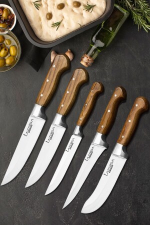 Lazbisa Hand Craft 5-teiliges Küchenmesser-Set, Messer für Fleisch, Brot, Gemüse, Obst (Nr.: 0-1-2-y-s) 0093 - 3