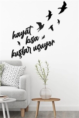 Lazer Kesim Ahşap Hayat Kısa Kuşlar Uçuyor Dekoratif Duvar Süsü 12 - 10Kdekor
