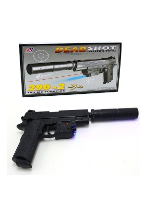 Lazerli Susturuculu Kutulu 37 Cm Oyuncak Tabanca Gerçek Görünümlü 1. Sınıf Kalite Boncuk Hediyeli - Numaca