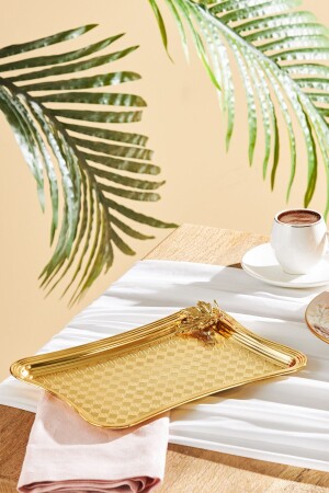 Leafy Dikdörtgen Tepsi Gold 600.15.01.2825-1 - Emsan