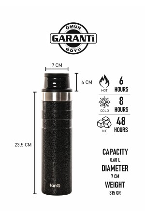 Lebenslange Garantie Active Plus Edelstahl-Thermoskanne Titan Black 0,60 l (20 oz) - TANQ