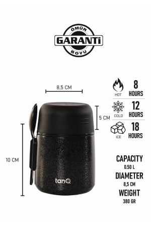 Lebenslange Garantie Bento Edelstahl-Thermoskanne Mitternachtsschwarz (500 ml - gepunktetes Schwarz) - TANQ