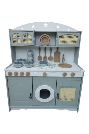 مطبخ ولعبة مطبخ ومكنة شاي ومعبأة وعلبة (مع هدية إضاءة LED 1) HDF72522003660771PZLM - Hedef Ahşap