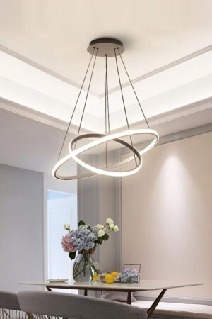 غرفة نوم تصميم حديث - غرفة المعيشة - مطبخ رمادية اللون الأبيض LED 2 قطعة شمعة - Fer Avize