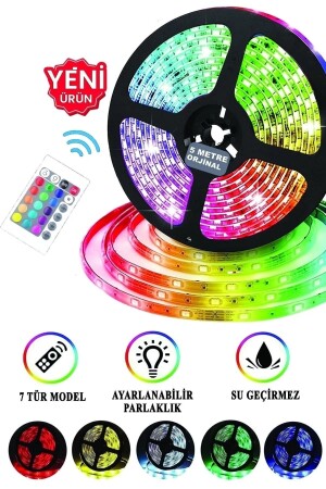 Led 5 Mt Renkli Kumandalı Adaptörlü Çift Taraflı Bant Tak Çalıştır Rgb 20 Fonksyonlu Şerit - 2