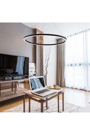 مصباح معلق من قاعدة MNZ-Led Candlelier Lamp Cırkel Tra30041b Ø60cm طلاء:أنثراكيت - ضوء:3000k أبيض دافئ TR1 - TRİOLUX