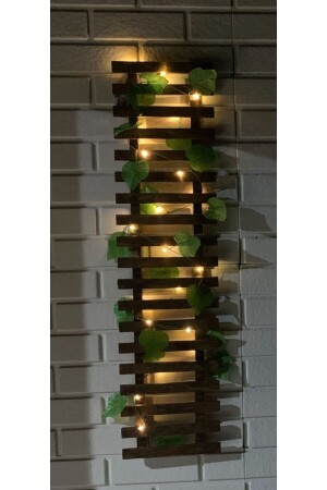 LED-batteriebetriebener Blumentopf aus Kiefernholz mit Efeu-Ständer, Blumentopf, Wintergarten, Balkon, Dekoration, künstliche Blume - 7