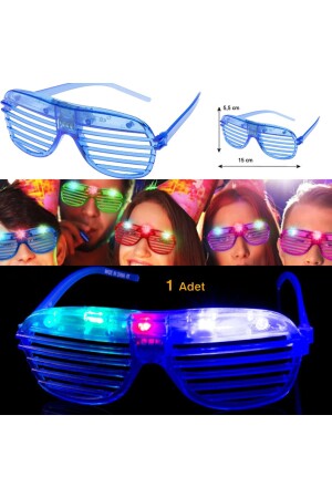 LED-beleuchtete Shutter-Brille, blaue Farbe, 1 Stück, Hawairetrohallow - 1