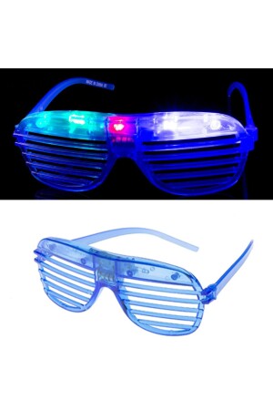 LED-beleuchtete Shutter-Brille, blaue Farbe, 1 Stück, Hawairetrohallow - 3