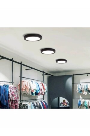 LED-Deckenleuchte für WC, Speisekammer, Büro, 18 W, runde Leuchte, Aufbaumontage, schwarzes Gehäuse, gelbes Licht, 2700 K, 220 V, KDRSBLACK PANEL4 - 3