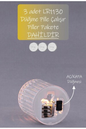 LED-dekorative künstliche Kerze, LED-Kerzen-Set, batteriebetrieben, rauchfreie Flamme, 3-teilig, Kristallmuster - 5