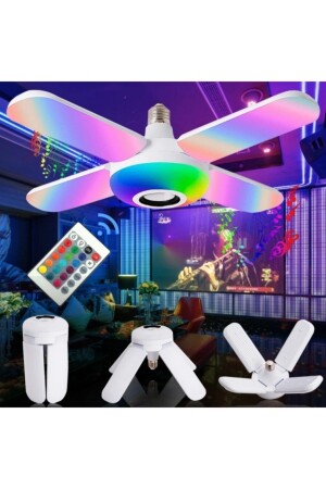 Led Four Leaf Bluetooth Musiklampe Bunte Smart Sound Faltbirnenlampe + Fernbedienung 010109092021 - 1