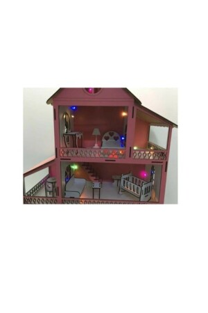 Led Işık Hediyeli Barbie Ahşap Oyun Evi 001 - 4