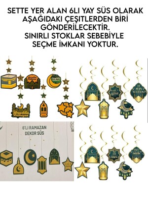 Led Işık Hoşgeldin Ramazan Gold Banner Yazı Iyi Bayramlar 6'lı Tavan Süs Ramazan Oda Süsleme Seti - 4