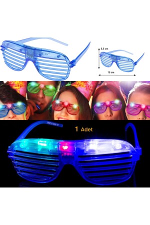 Led Işıklı Panjur Gözlük Mavi Renk 1 Adet Hawairetrohallow - 1