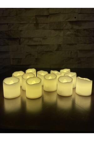LED-Kerze, Teelicht, rauchfreie Flamme, gelb, batteriebetrieben, LED-Kerze, 12 Batterien im Lieferumfang enthalten, Teelicht00010 - 2