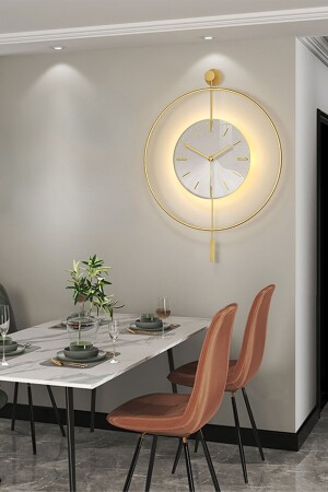 LED Kristal Cam Tiktok 40 Cm GOLD- Modern Dekoratif Sarkaçlı Metal Duvar Saati - 2