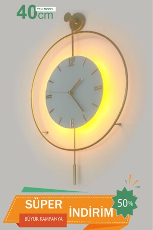 LED-Kristallglas Tiktok 40 cm GOLD – Moderne dekorative Metall-Wanduhr mit Pendel - 4