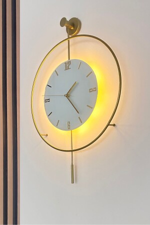 LED-Kristallglas Tiktok 40 cm GOLD – Moderne dekorative Metall-Wanduhr mit Pendel - 6