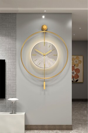 LED-Kristallglas Tiktok 60 cm GOLD – Moderne dekorative Pendel-Wanduhr aus Metall - 5