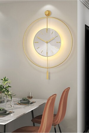 LED-Kristallglas Tiktok 60 cm GOLD – Moderne dekorative Pendel-Wanduhr aus Metall - 6